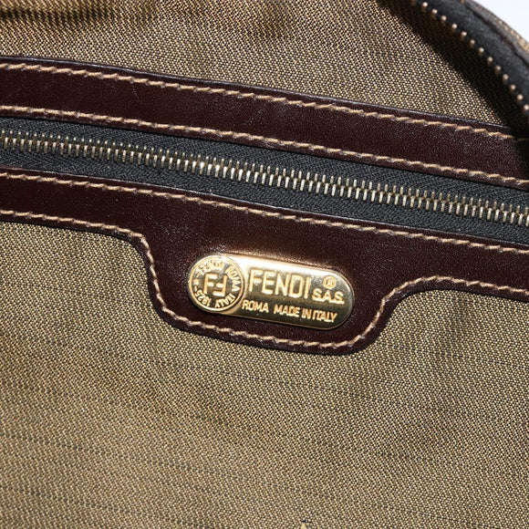 FENDI Zucca Canvas Shoulder Bag Black Brown Auth 181306A