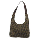 FENDI Zucca Canvas Shoulder Bag Black Brown Auth 181306A-2