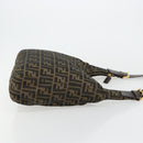 FENDI Zucca Canvas Shoulder Bag Black Brown Auth 181306A-3