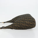 FENDI Zucca Canvas Shoulder Bag Black Brown Auth 181306A-4
