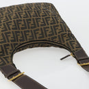 FENDI Zucca Canvas Shoulder Bag Black Brown Auth 181306A-6