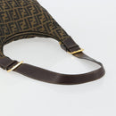 FENDI Zucca Canvas Shoulder Bag Black Brown Auth 181306A-7