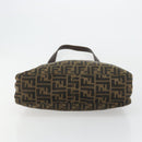 FENDI Zucca Canvas Shoulder Bag Black Brown Auth 181306A-5