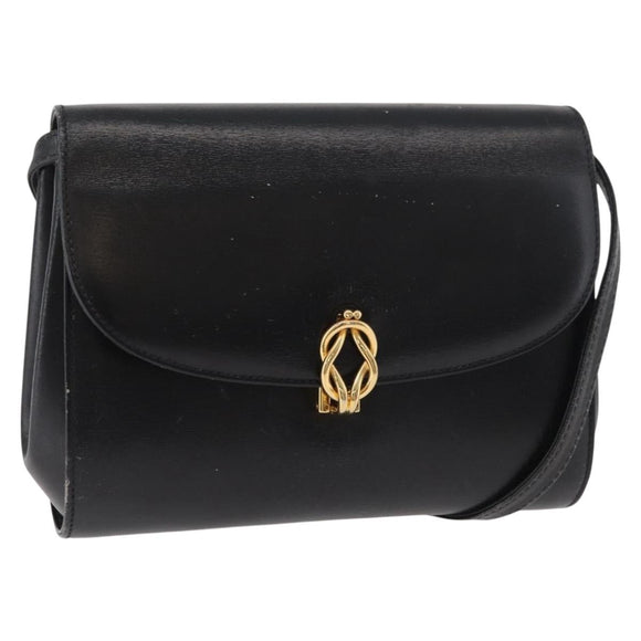 GUCCI Shoulder Bag Leather Black Gold 004 056 0219 Auth 181308