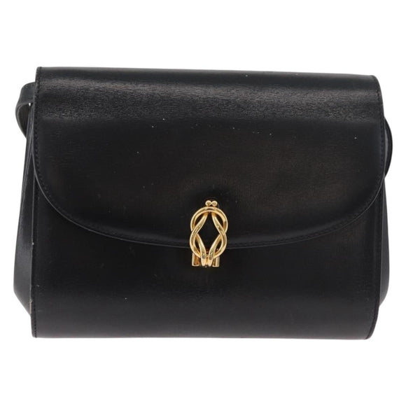GUCCI Shoulder Bag Leather Black Gold 004 056 0219 Auth 181308
