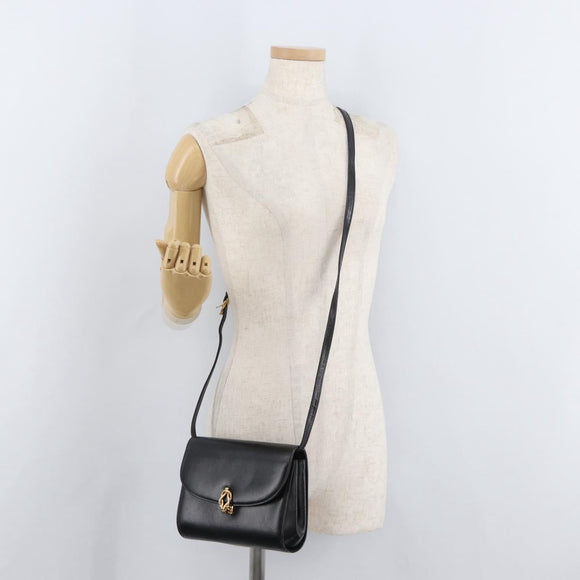 GUCCI Shoulder Bag Leather Black Gold 004 056 0219 Auth 181308