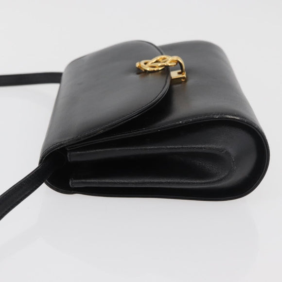 GUCCI Shoulder Bag Leather Black Gold 004 056 0219 Auth 181308