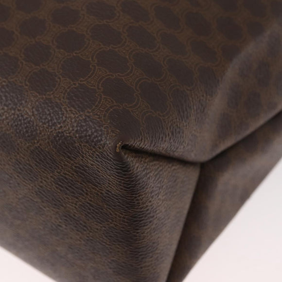 CELINE Macadam Canvas Tote Bag PVC Leather Brown Gold Auth 181314