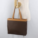 CELINE Macadam Canvas Tote Bag PVC Leather Brown Gold Auth 181314-21