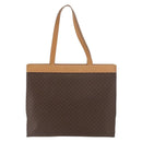 CELINE Macadam Canvas Tote Bag PVC Leather Brown Gold Auth 181314-3
