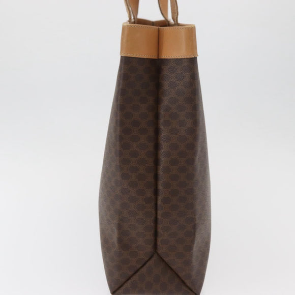CELINE Macadam Canvas Tote Bag PVC Leather Brown Gold Auth 181314