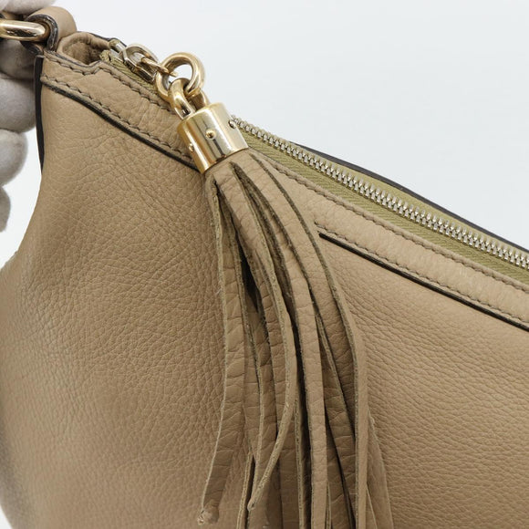 GUCCI Soho Shoulder Bag Leather Beige Gold 308361 Auth 181315A