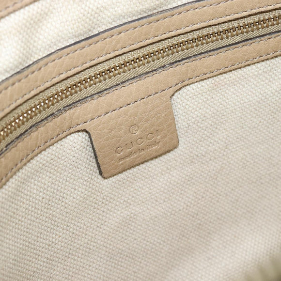 GUCCI Soho Shoulder Bag Leather Beige Gold 308361 Auth 181315A