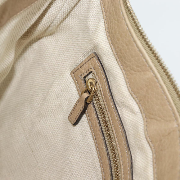 GUCCI Soho Shoulder Bag Leather Beige Gold 308361 Auth 181315A
