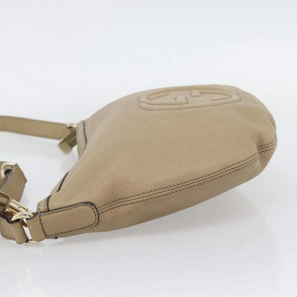 GUCCI Soho Shoulder Bag Leather Beige Gold 308361 Auth 181315A