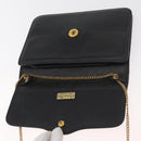 Christian Dior Ketten-Schultertasche Leder Schwarz Gold Auth 181317-9