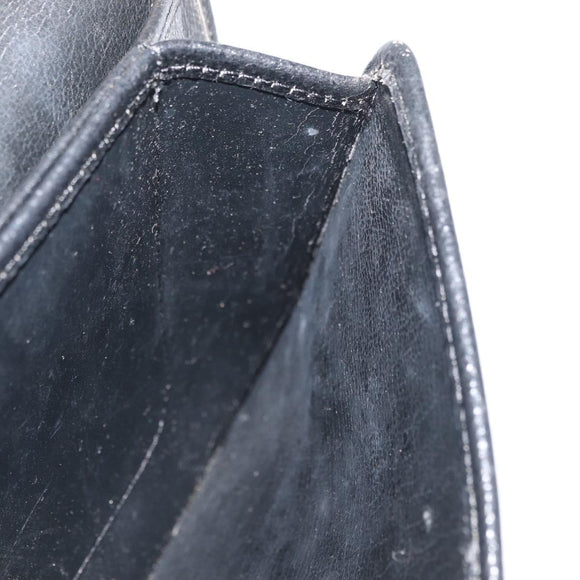 Christian Dior Ketten-Schultertasche Leder Schwarz Gold Auth 181317