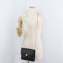 Christian Dior Ketten-Schultertasche Leder Schwarz Gold Auth 181317-20