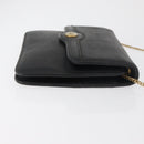Christian Dior Ketten-Schultertasche Leder Schwarz Gold Auth 181317-3