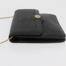 Christian Dior Ketten-Schultertasche Leder Schwarz Gold Auth 181317-4