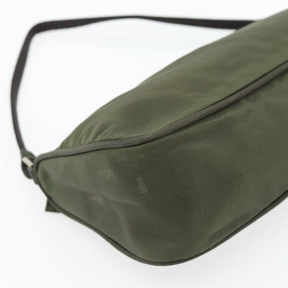 PRADA Accessory Pouch Nylon Green Gold Auth 181325A