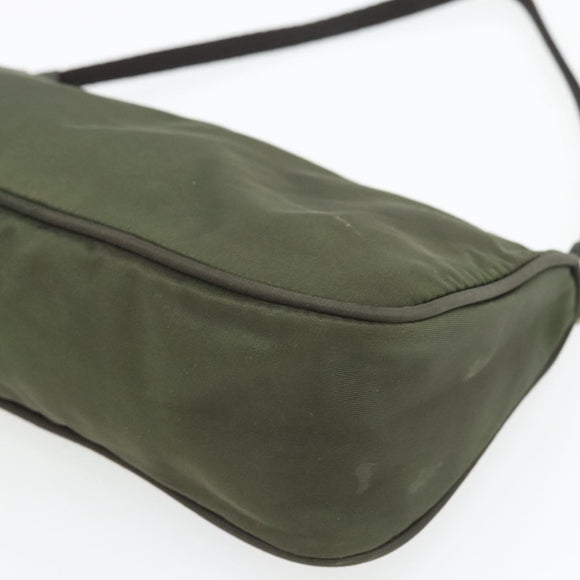 PRADA Accessory Pouch Nylon Green Gold Auth 181325A