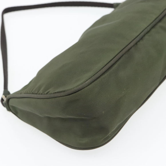 PRADA Accessory Pouch Nylon Green Gold Auth 181325A