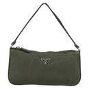 PRADA Accessory Pouch Nylon Green Gold Auth 181325A-13