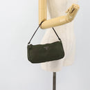 PRADA Accessory Pouch Nylon Green Gold Auth 181325A-22