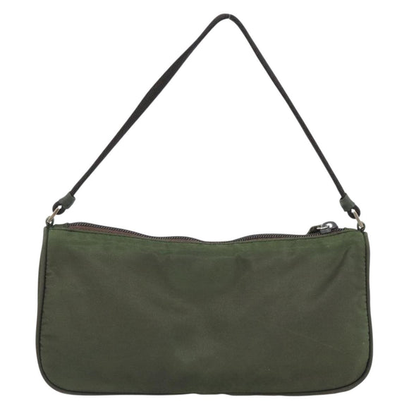 PRADA Accessory Pouch Nylon Green Gold Auth 181325A