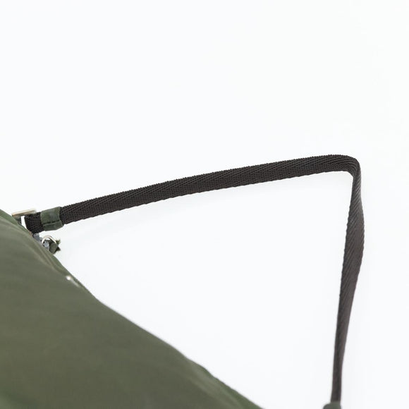 PRADA Accessory Pouch Nylon Green Gold Auth 181325A