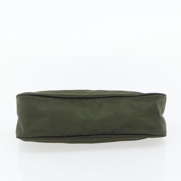 PRADA Accessory Pouch Nylon Green Gold Auth 181325A