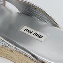 Miu Miu Glitter Sandals Raffia Silver Auth 181327A-10