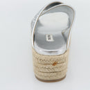 Miu Miu Glitter Sandals Raffia Silver Auth 181327A-15
