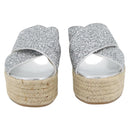 Miu Miu Glitter Sandals Raffia Silver Auth 181327A-2