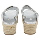 Miu Miu Glitter Sandals Raffia Silver Auth 181327A-3