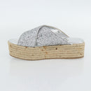 Miu Miu Glitter Sandals Raffia Silver Auth 181327A-4
