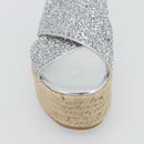 Miu Miu Glitter Sandals Raffia Silver Auth 181327A-6