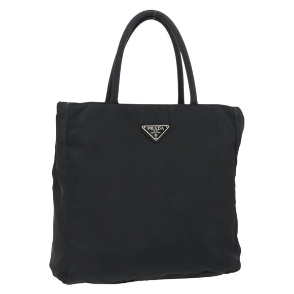 PRADA Hand Bag Nylon Black Silver Auth 181329