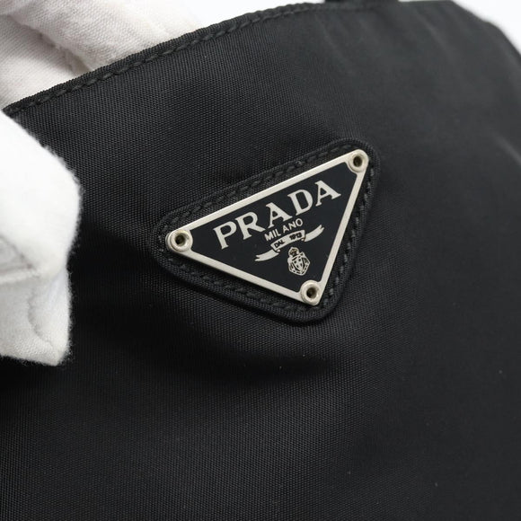 PRADA Hand Bag Nylon Black Silver Auth 181329