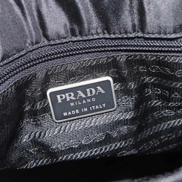 PRADA Hand Bag Nylon Black Silver Auth 181329