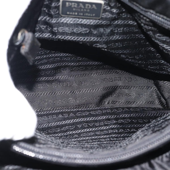 PRADA Hand Bag Nylon Black Silver Auth 181329