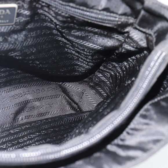 PRADA Hand Bag Nylon Black Silver Auth 181329