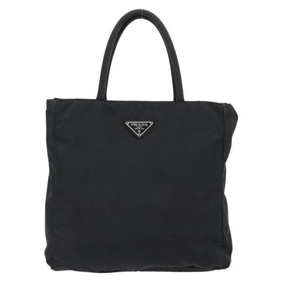 PRADA Hand Bag Nylon Black Silver Auth 181329