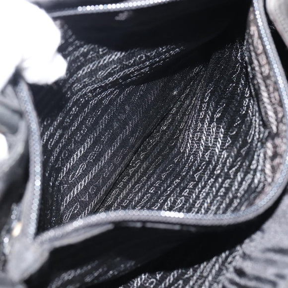 PRADA Hand Bag Nylon Black Silver Auth 181329