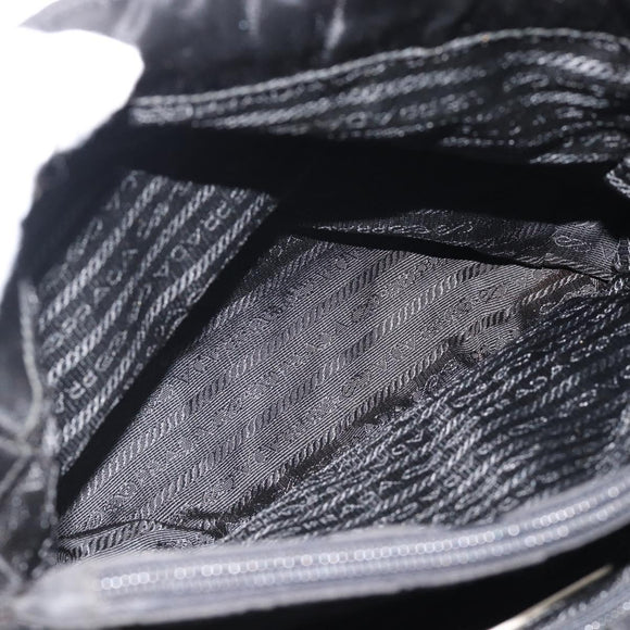 PRADA Hand Bag Nylon Black Silver Auth 181329