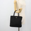 PRADA Hand Bag Nylon Black Silver Auth 181329-25