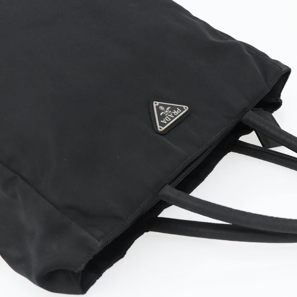 PRADA Hand Bag Nylon Black Silver Auth 181329