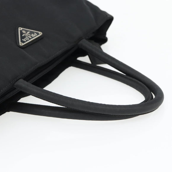 PRADA Hand Bag Nylon Black Silver Auth 181329