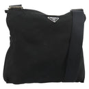 PRADA Umhängetasche Nylon Schwarz Silber Auth 181330-1
